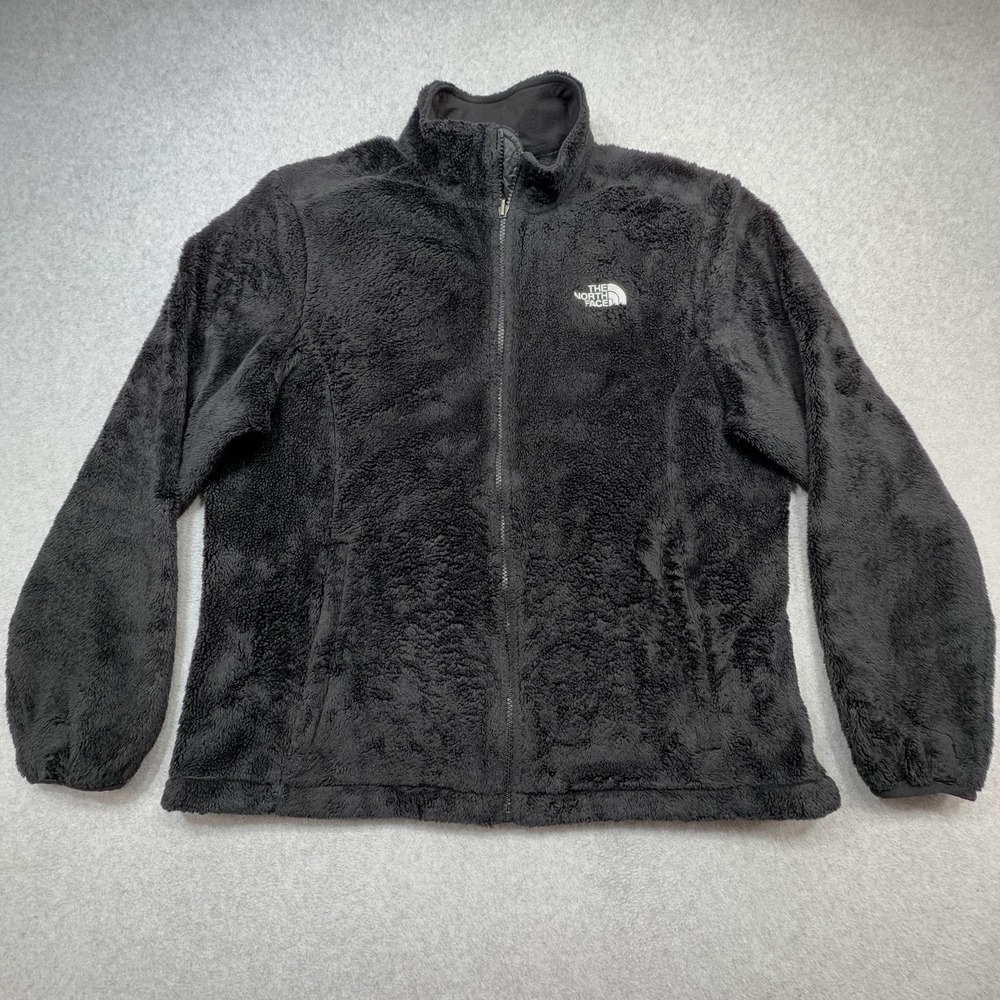 The North Face Osito Jacket Womens XL Black Fuzzy Fleece Full Zip Pockets Soft